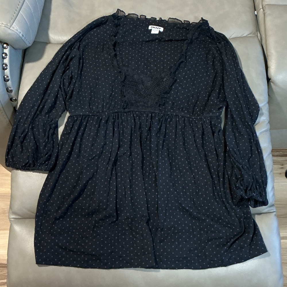 DKNY Black Polka Dot Pajama Top and Pants